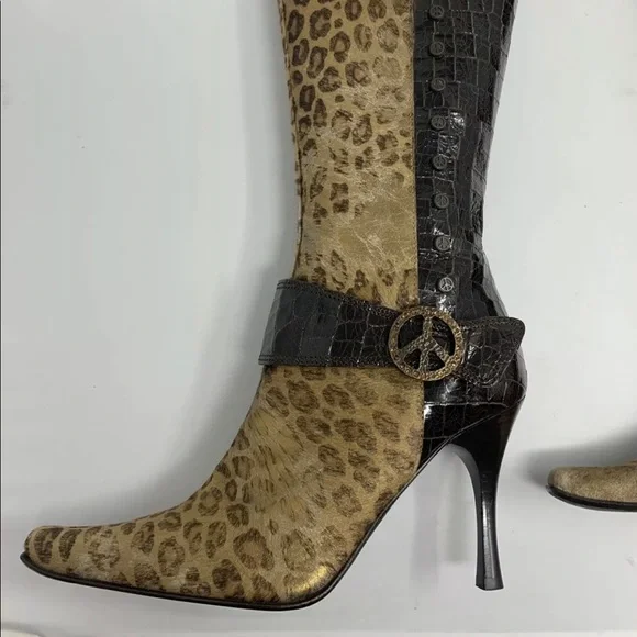 DONALD J PLINER COUTURE Leopard Alligator Boots - Picture 4 of 13